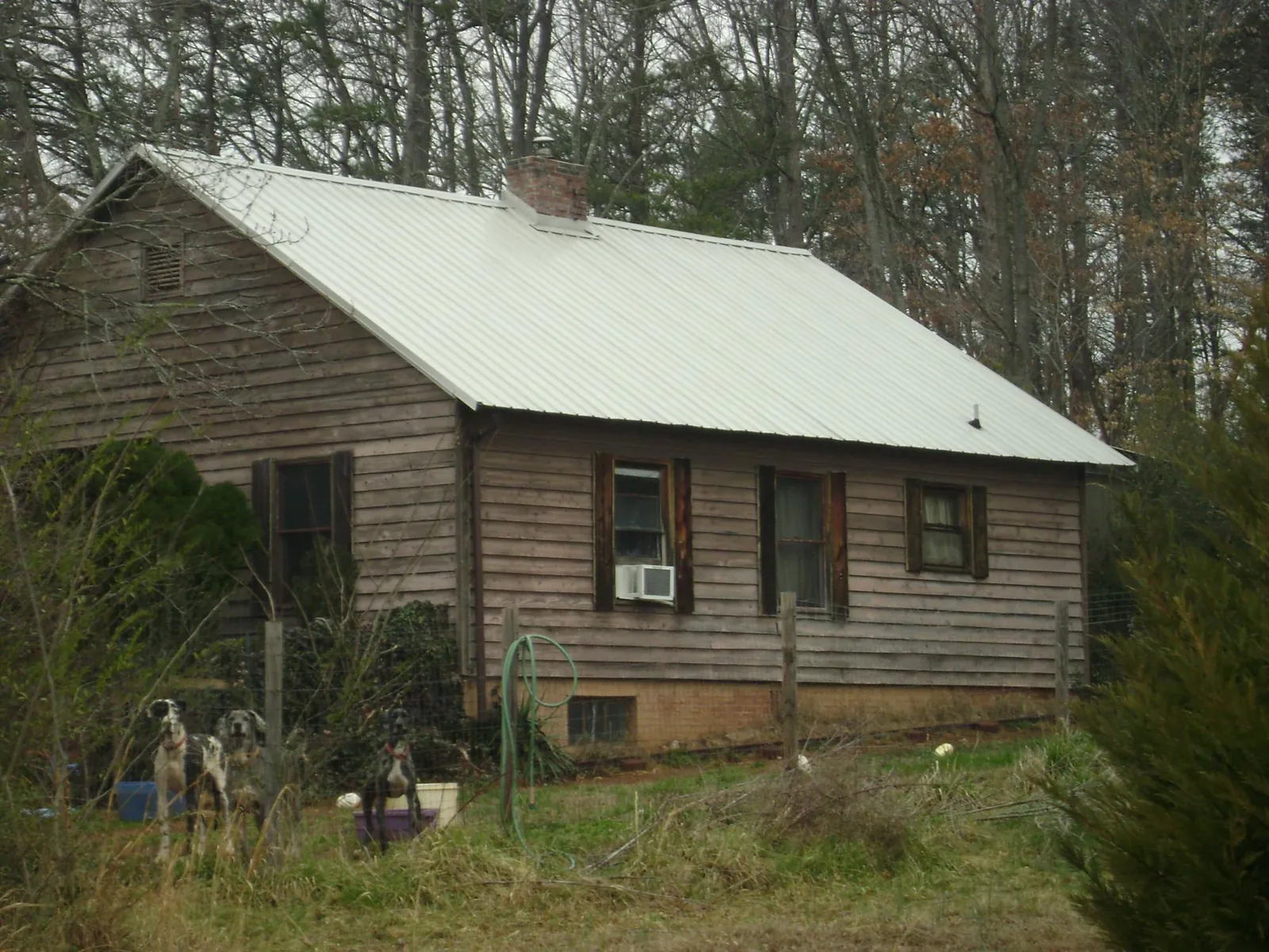 White metal roof on an old wood sided farmhouse, from a Asphalt Shingle Roof Repair job in Rapid City